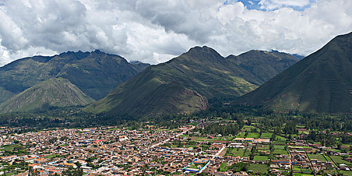 俯拍,城镇,圣谷,秘鲁