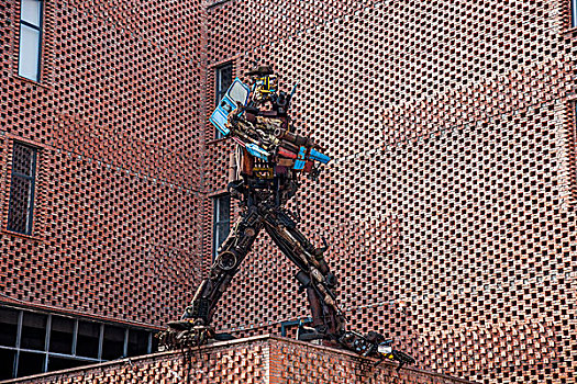 重庆沙坪坝区大学城四川美院的红房机器人雕塑