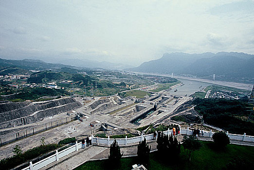 长江三峡三峡大坝坛子岭风景区与五级船闸