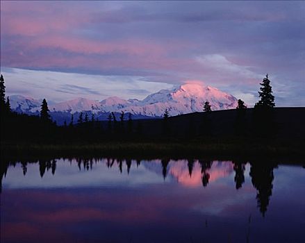 山,德纳里峰,旺湖,德纳利国家公园和自然保护区,阿拉斯加