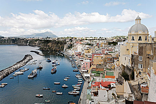 渔港,码头,岛屿,那不勒斯湾,坎帕尼亚区,意大利南部,意大利,欧洲