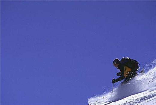 侧面,一个,男人,滑雪