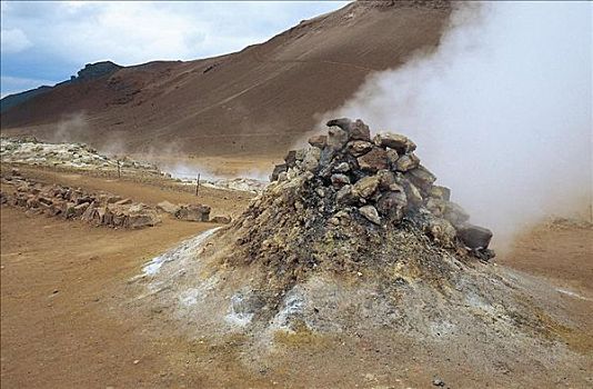 石头,遮盖,洞,间歇泉,冰岛,欧洲