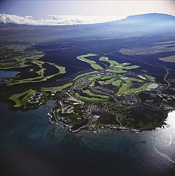 夏威夷,夏威夷大岛,瓦克拉,胜地,高尔夫球场,航拍