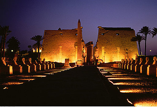卢克索神庙,夜晚,路克索神庙,埃及