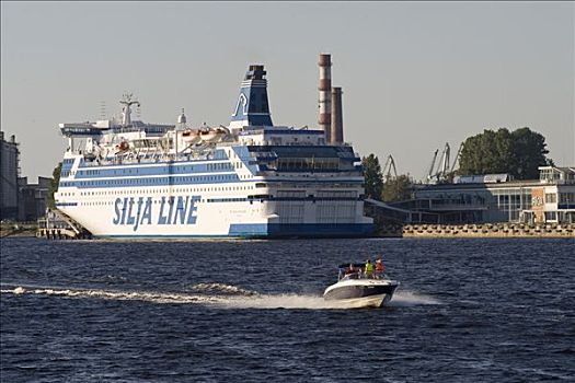 摩托艇,正面,渡轮,道加瓦河,河,里加,拉脱维亚,波罗的海国家