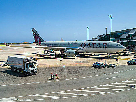 卡塔尔,飞机,航站楼,巴塞罗那,机场,西班牙,欧洲