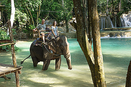 老挝,琅勃拉邦,旅游,瀑布,保存