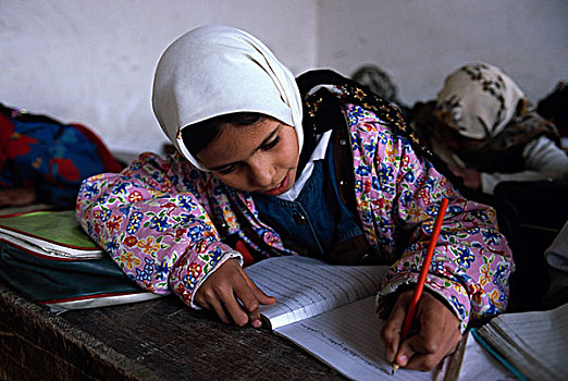 坐,许多,学生,女孩,课本,分数,学习班,小学,南方,南,巴格达,信息