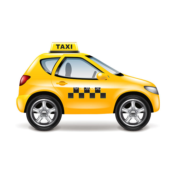 出租车_汽车_隔绝_白色背景_矢量_侧面_插画_高清图片_全景视觉