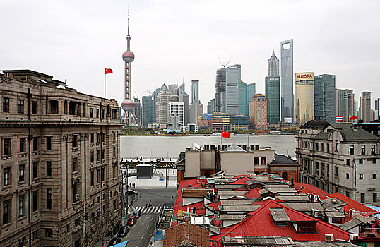 金茂大厦,上海,世界金融中心,东方明珠塔,黄浦江,中国,亚洲
