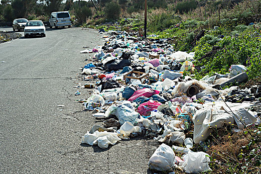 垃圾,街道,埃特纳火山,污染,西西里,意大利,欧洲