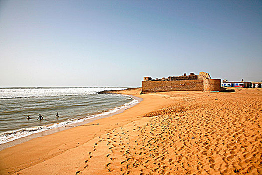 非洲,北非,摩洛哥,南,海滩,小,堡垒