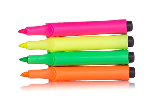 四个,彩色,记号笔,笔