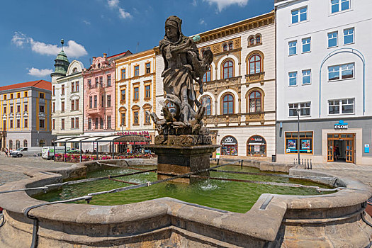 大力神,喷泉,正面,市政厅,广场,奥洛摩兹,摩拉维亚,捷克共和国