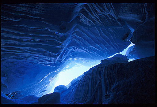 冰,洞穴,冰河,肯奈半岛,冬天