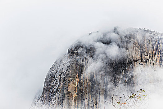 雾,船长峰,岩石构造,优胜美地国家公园,加利福尼亚,美国,自然,优胜美地