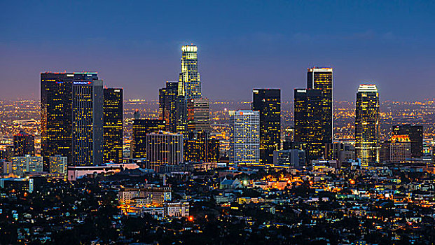 洛杉矶市区,夜晚,洛杉矶,加利福尼亚,美国