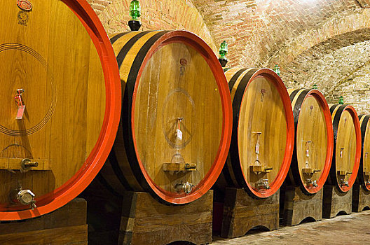 葡萄酒桶,蒙蒂普尔查诺红葡萄酒,锡耶纳,托斯卡纳,意大利