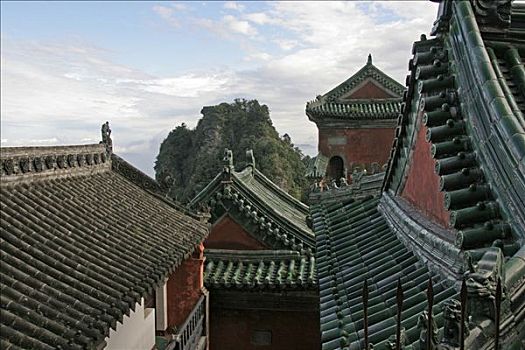 屋顶,庙宇,紫霄宫,武当山,中国