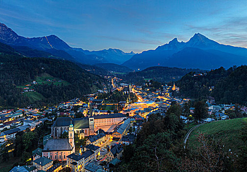 山,后面,右边,瓦茨曼山,贝希特斯加登地区,上巴伐利亚,巴伐利亚,德国,欧洲
