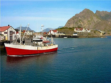 挪威,船,罗弗敦群岛,岛屿
