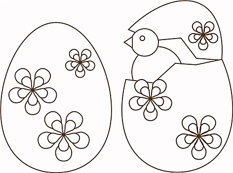 插画,复活节彩蛋,鸡