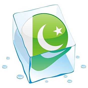巴基斯坦,旗帜,冰冻,冰块