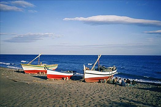 渔船,海滩,马贝拉,安达卢西亚,西班牙