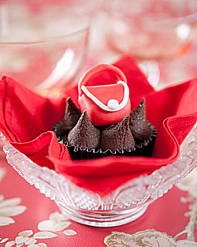 巧克力,杯形蛋糕,装饰,红色,软糖,手包