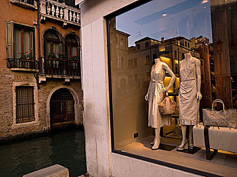 橱窗展示,假人,靠近,运河,威尼斯,意大利
