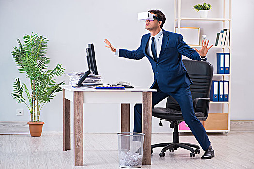 职员,虚拟现实,眼镜,办公室