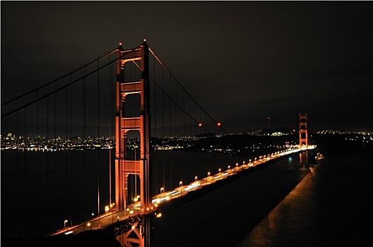 金门大桥,天际线,旧金山,夜晚