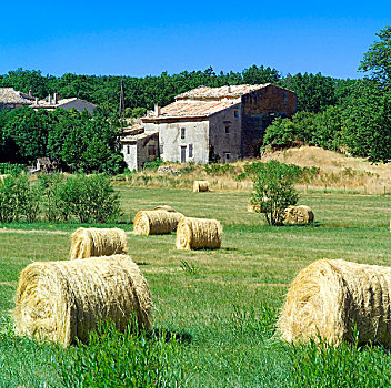 稻草捆,乡村,房子,普罗旺斯,法国