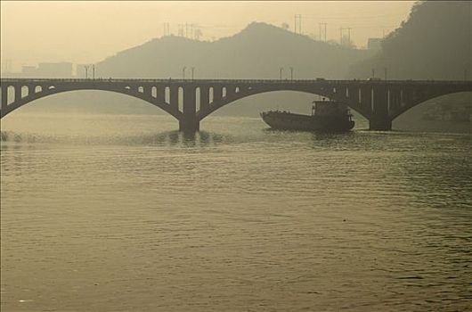 晨雾,上方,长江,河,宜昌,中国