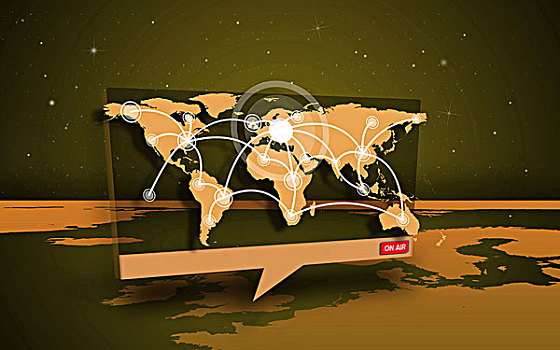 数码,演讲,盒子,展示,全球,联系,世界地图