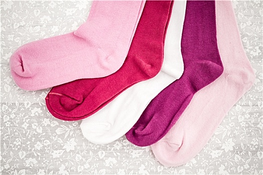 粉色,白色,紫色,一对,孩子,袜子,白色背景,背景