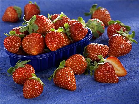 新鲜,草莓,旁侧,扁篮