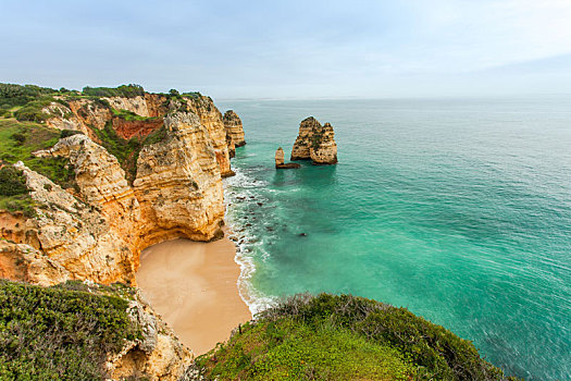 岩石海岸,阿尔加维,南方,葡萄牙