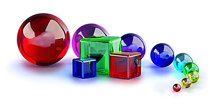 玻璃,立方体,彩色,弹球,球