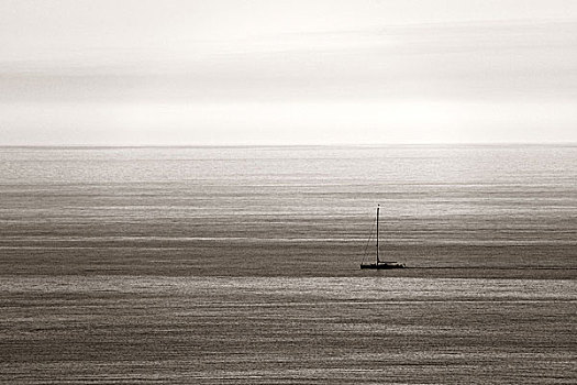 孤单,船,地中海,抽象,背景