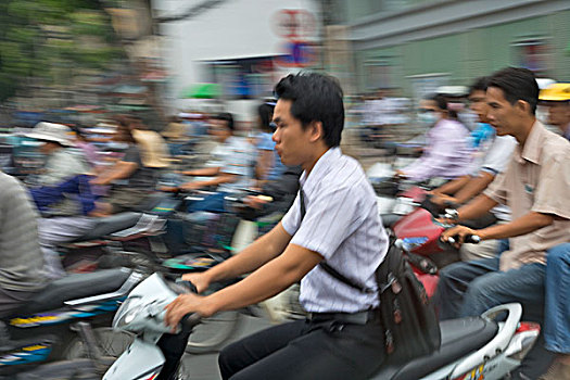 摩托车,交通,街上,胡志明市,越南