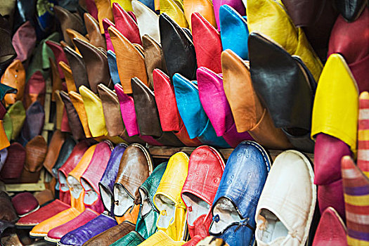 彩色,鞋,店面展示,苏维拉,摩洛哥