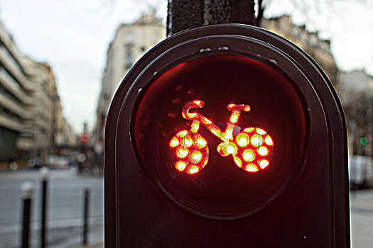 法国,巴黎,自行车,红绿灯