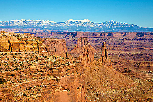 风景,科罗拉多,河,峡谷,山峦,拱形,峡谷地国家公园,靠近,犹他,美国