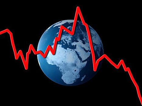 红色,股价,蓝色背景,地球,插画,象征,证券交易所,下落,价值,金融,危机