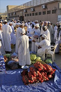 阿曼,男人,传统服饰,巴赫拉,菜市场,哈迦,加尔比,山峦,区域,阿曼苏丹国,阿拉伯,中东