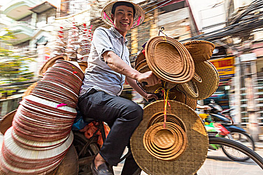 篮子,帽子,销售,自行车,河内,越南