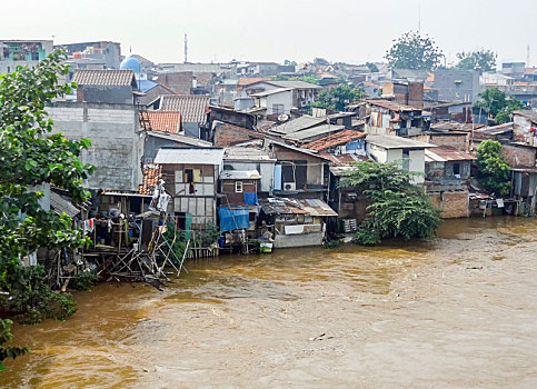 贫民窟,风景,靠近,雅加达,爪哇