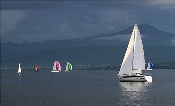 帆船,风暴,天气,日内瓦湖,瑞士